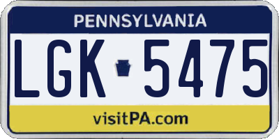 PA license plate LGK5475