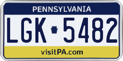 PA license plate LGK5482
