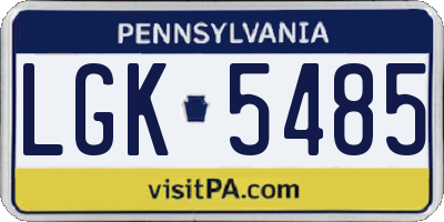 PA license plate LGK5485
