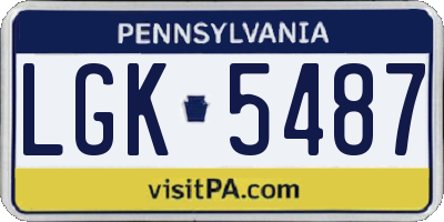 PA license plate LGK5487