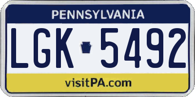PA license plate LGK5492