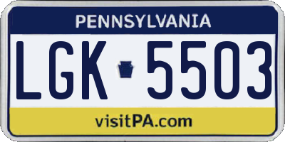 PA license plate LGK5503
