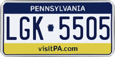 PA license plate LGK5505