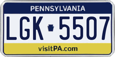 PA license plate LGK5507