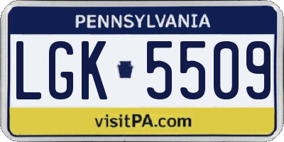 PA license plate LGK5509