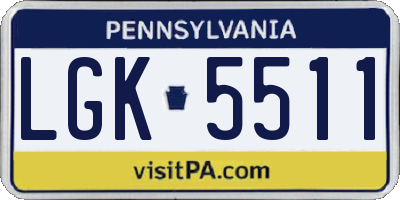 PA license plate LGK5511