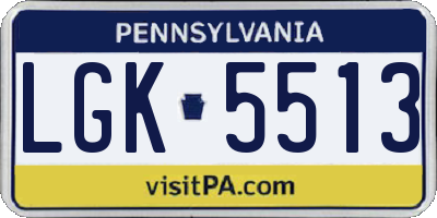 PA license plate LGK5513