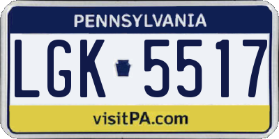 PA license plate LGK5517