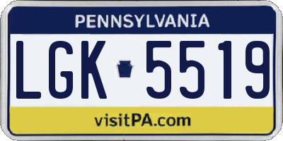 PA license plate LGK5519