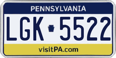 PA license plate LGK5522