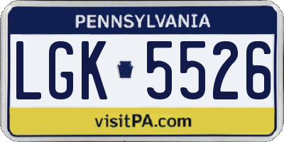 PA license plate LGK5526