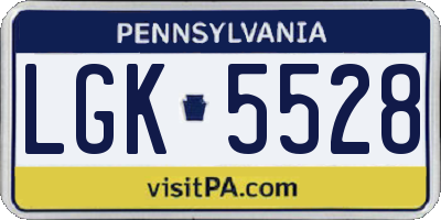 PA license plate LGK5528