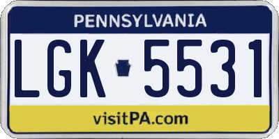 PA license plate LGK5531