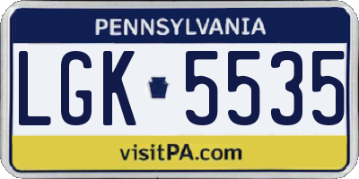 PA license plate LGK5535
