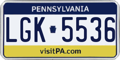 PA license plate LGK5536