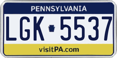 PA license plate LGK5537