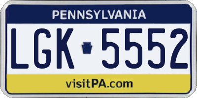 PA license plate LGK5552