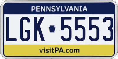 PA license plate LGK5553