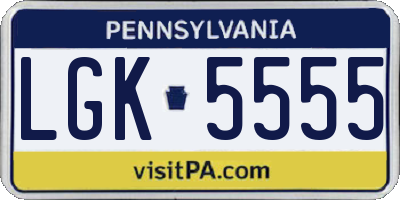 PA license plate LGK5555