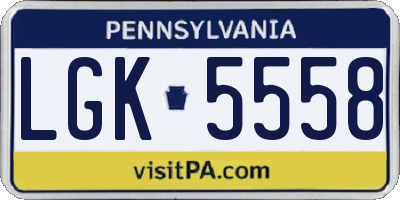 PA license plate LGK5558