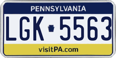 PA license plate LGK5563