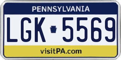 PA license plate LGK5569
