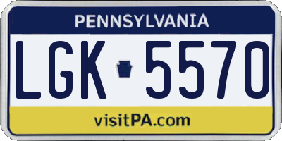 PA license plate LGK5570
