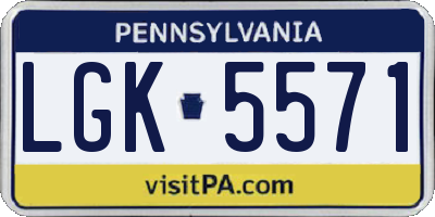 PA license plate LGK5571