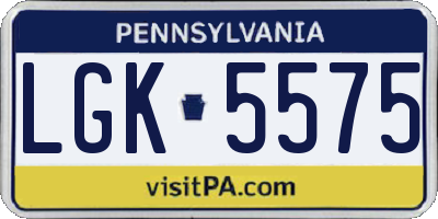 PA license plate LGK5575