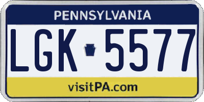 PA license plate LGK5577
