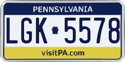 PA license plate LGK5578