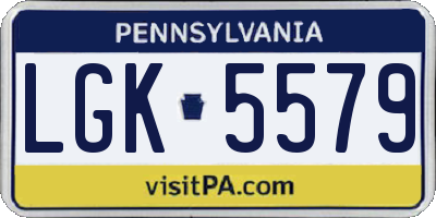 PA license plate LGK5579