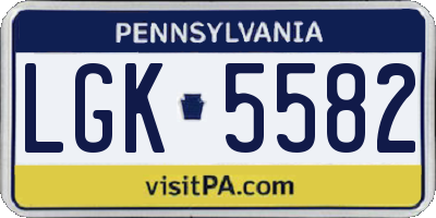 PA license plate LGK5582