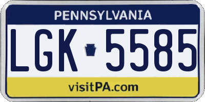 PA license plate LGK5585