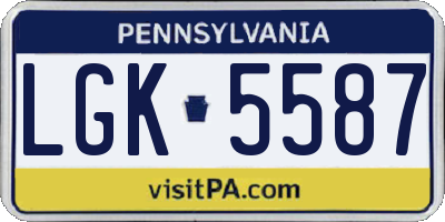 PA license plate LGK5587