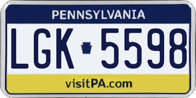 PA license plate LGK5598
