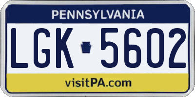 PA license plate LGK5602