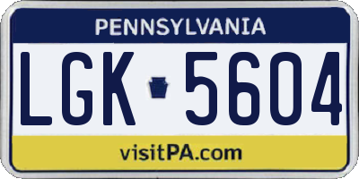 PA license plate LGK5604