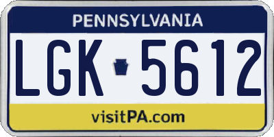 PA license plate LGK5612