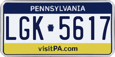 PA license plate LGK5617
