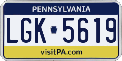 PA license plate LGK5619