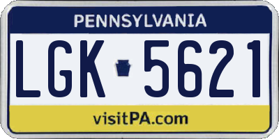 PA license plate LGK5621