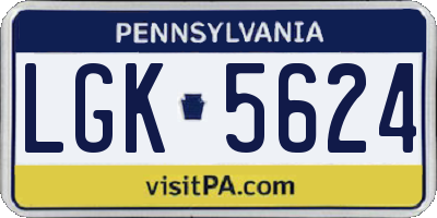 PA license plate LGK5624