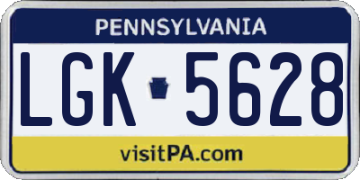 PA license plate LGK5628