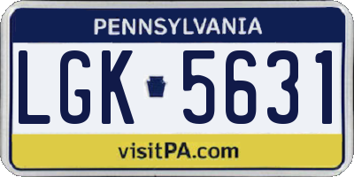 PA license plate LGK5631