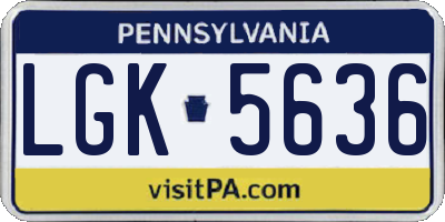 PA license plate LGK5636
