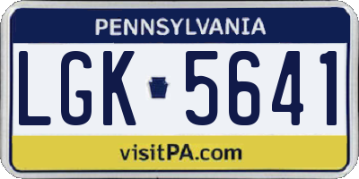 PA license plate LGK5641