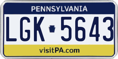 PA license plate LGK5643