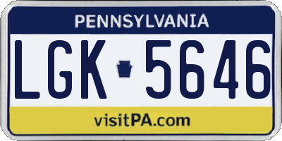 PA license plate LGK5646