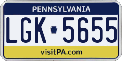 PA license plate LGK5655